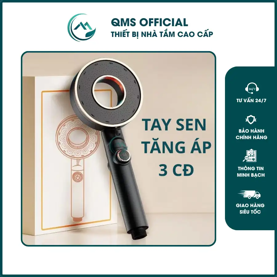 Bộ vòi sen tăng áp, Tay sen Đĩa Bay 3 chế độ nước.