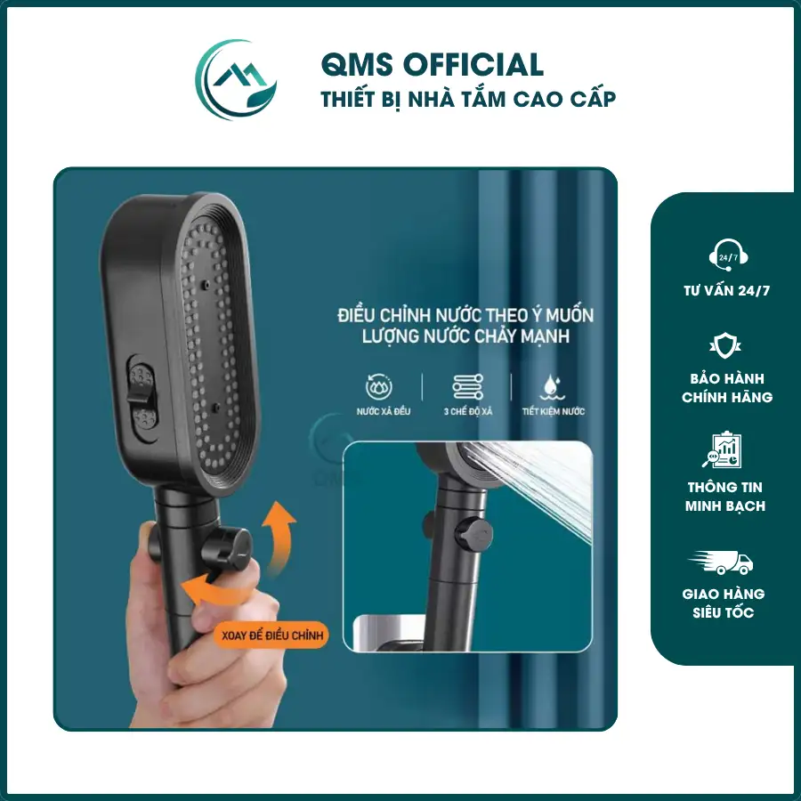 Bộ vòi sen tăng áp, Tay sen Micro 3 chế độ nước có lõi lọc nước kháng khuẩn 3 Bộ vòi sen tăng áp, Tay sen Micro 3 chế độ nước có lõi lọc nước kháng khuẩn - Ảnh 3