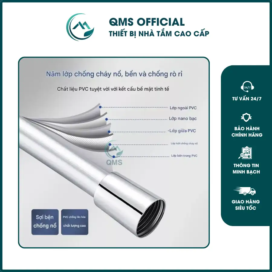 Dây cấp nước QMS MM chất liệu PVC 5 lớp chịu nhiệt