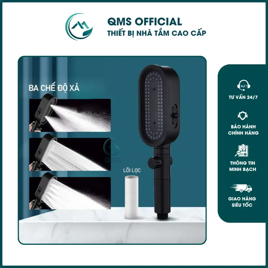 Bộ vòi sen tăng áp, Tay sen Micro 3 chế độ nước có lõi lọc nước kháng khuẩn 7 Bộ vòi sen tăng áp, Tay sen Micro 3 chế độ nước có lõi lọc nước kháng khuẩn - Ảnh 7
