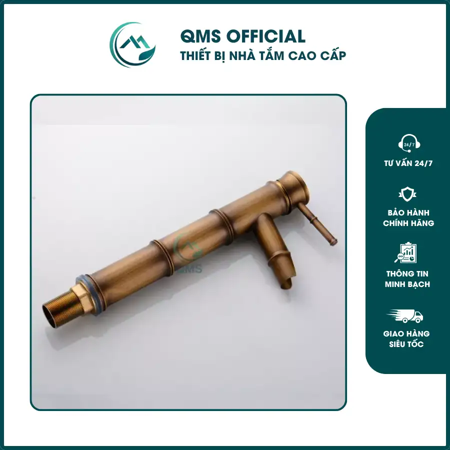 Vòi bồn rửa mặt nóng lạnh chất liệu đồng thau cao cấp, kiểu dáng thân trúc cao 30cm 3 Vòi bồn rửa mặt nóng lạnh chất liệu đồng thau cao cấp