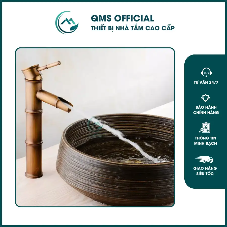 Vòi bồn rửa mặt nóng lạnh chất liệu đồng thau cao cấp