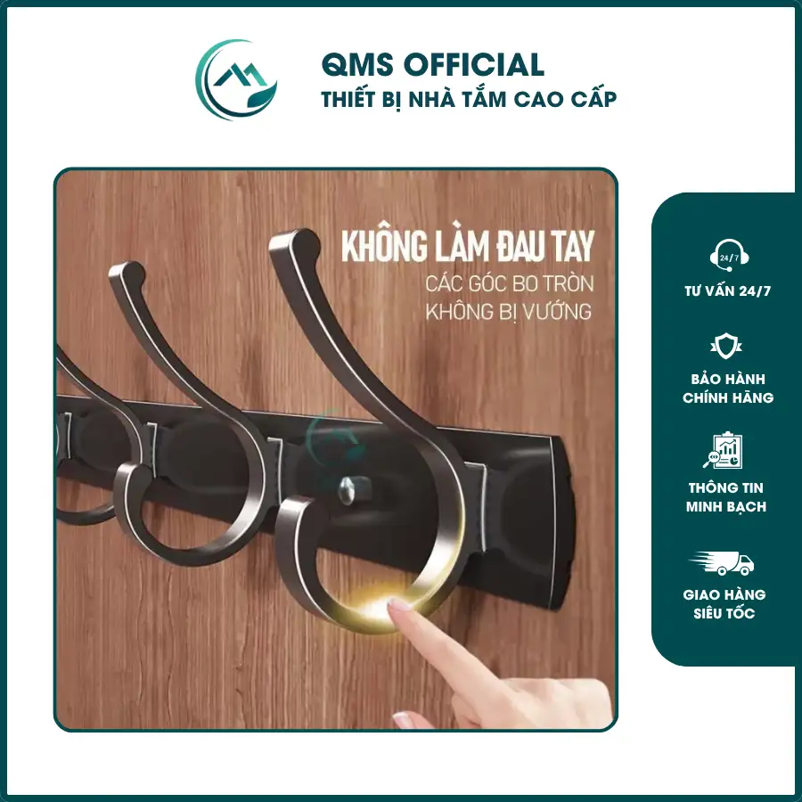 Móc treo đồ đa năng nhà tắm, nhà bếp QMS 5 Móc treo đồ đa năng nhà tắm