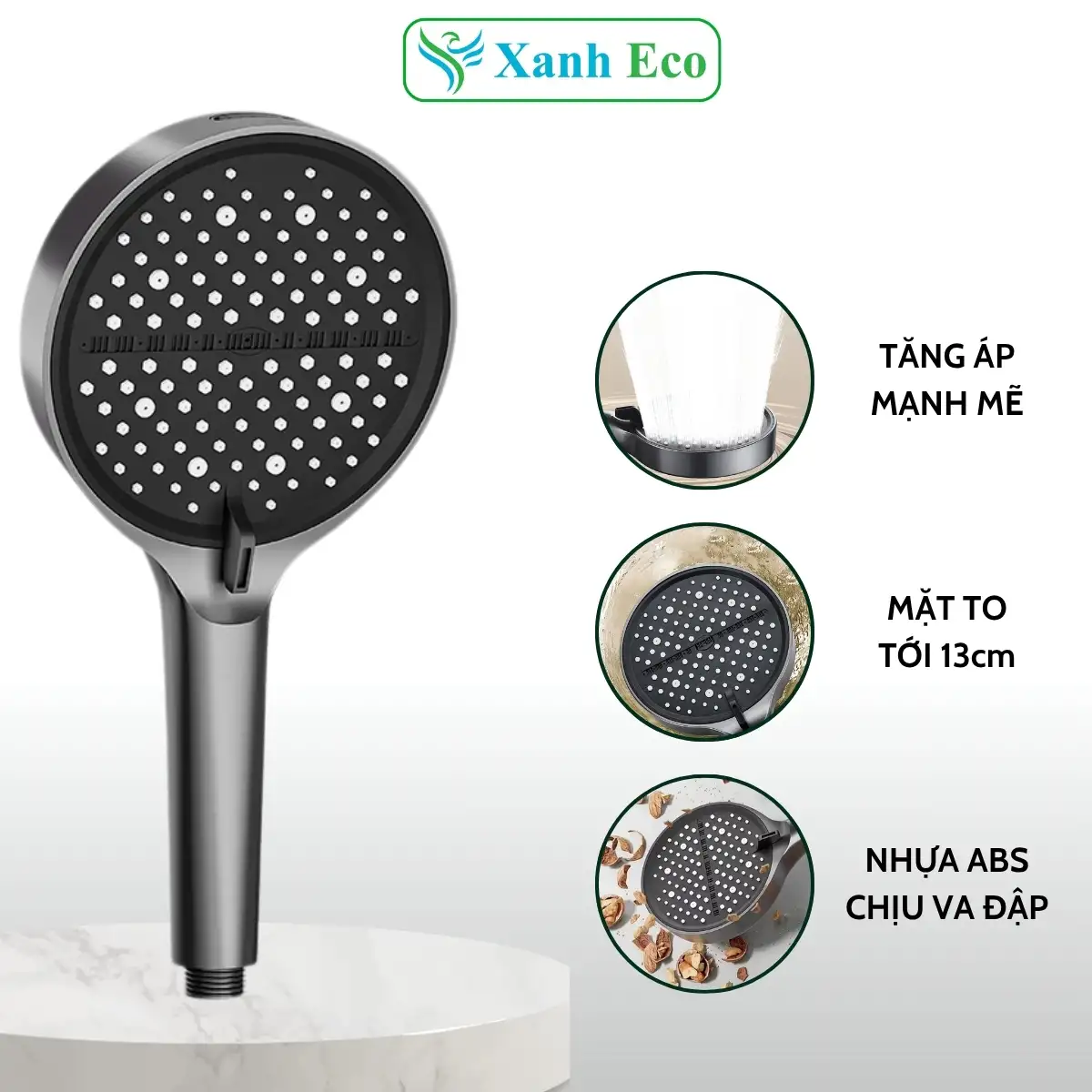 Vòi hoa sen nóng lạnh, tay sen mặt to 14cm 8 chế độ, dùng thay thế cho bát sen cây nhà tắm cao cấp Xanh Eco 1 Vòi hoa sen nóng lạnh, tay sen mặt to 14cm 8 chế độ, dùng thay thế cho bát sen cây nhà tắm cao cấp Xanh Eco